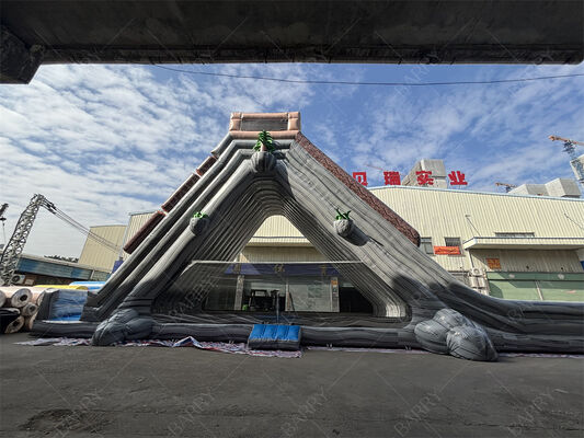 Cầu trượt nước bơm hơi khổng lồ loại thương mại, cầu trượt hai làn chủ đề nhiệt đới ướt/khô dành cho công viên giải trí & lễ hội