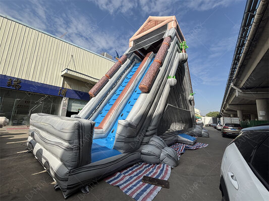 Cầu trượt nước bơm hơi khổng lồ loại thương mại, cầu trượt hai làn chủ đề nhiệt đới ướt/khô dành cho công viên giải trí & lễ hội