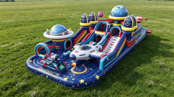 Không gian ngoài hành tinh phi hành gia sân chơi bơm. Công viên nổi theo chủ đề giáo dục với slide hành tinh. PVC thương mại cho các sự kiện gia đình và các hoạt động ở trường.