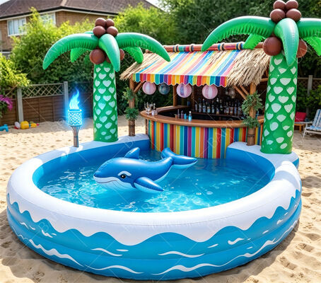 Tropical Tiki Floating Pool Bar