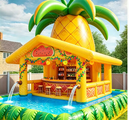 Giant Pineapple Inflatable Floating Pool Bar With Water Sprayers ️ Trận hội mùa hè nhiệt đới