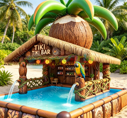 Giant Pineapple Inflatable Floating Pool Bar With Water Sprayers ️ Trận hội mùa hè nhiệt đới