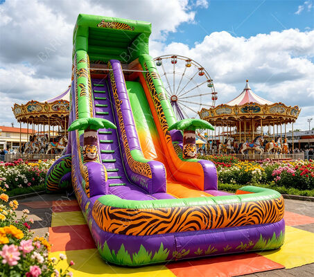 18ft Tall Safari Tiger Print Inflatable Water Slide