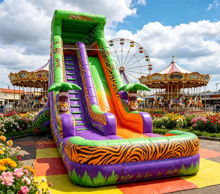 18ft Tall Safari Tiger Print Inflatable Water Slide