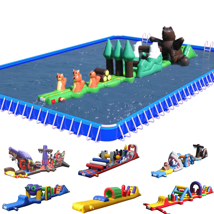 PVC trên nước đường đua chướng ngại vật bơm một làn đường Aqua chạy với trượt băng cho trẻ em và người lớn