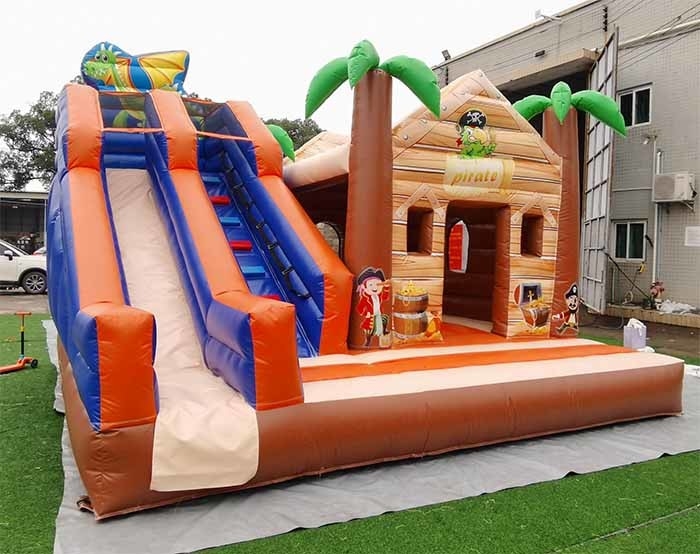An toàn và bền vững Cây cọ Lâu đài nhảy Pirate Jungle Lâu đài nhảy với slide cho trẻ em Người lớn
