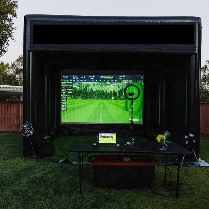 Hòa tập golf ngoài trời được niêm phong Hitting Cage Screen Golf Simulator Blow-up Tent Cho Thể thao