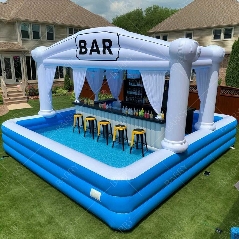 Thiết kế mới Pvc nổi bồn bơi bơm Bars sân sau bể bơi bơm người lớn với quầy bar với ghế