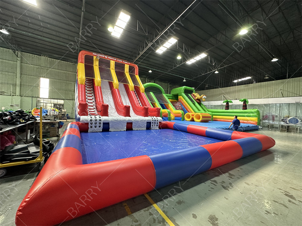 Căn nhà nhảy lớn ngoài trời Trẻ em trưởng thành Pvc trượt với hồ bơi Công viên nước bơm cho vui chơi công viên giải trí