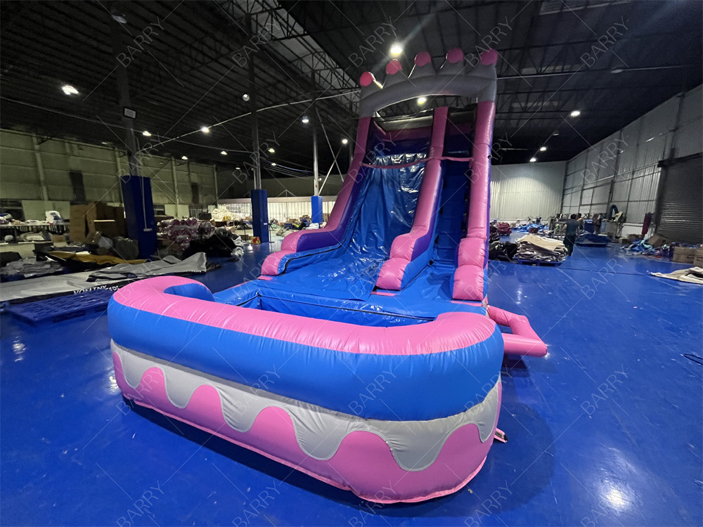 8.4x3.6x6m Custom Jumper Bouncy Kids Pink Princess Bánh trượt nước bơm cho bữa tiệc
