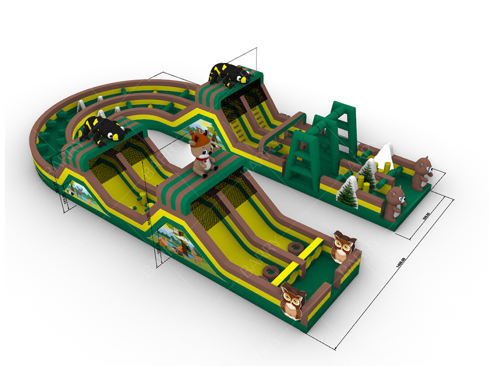 Giant Inflatable Jumping Bouncer Slide Obstacle Course Inflatable Game Obstacle Trampoline Park cho trẻ em và người lớn
