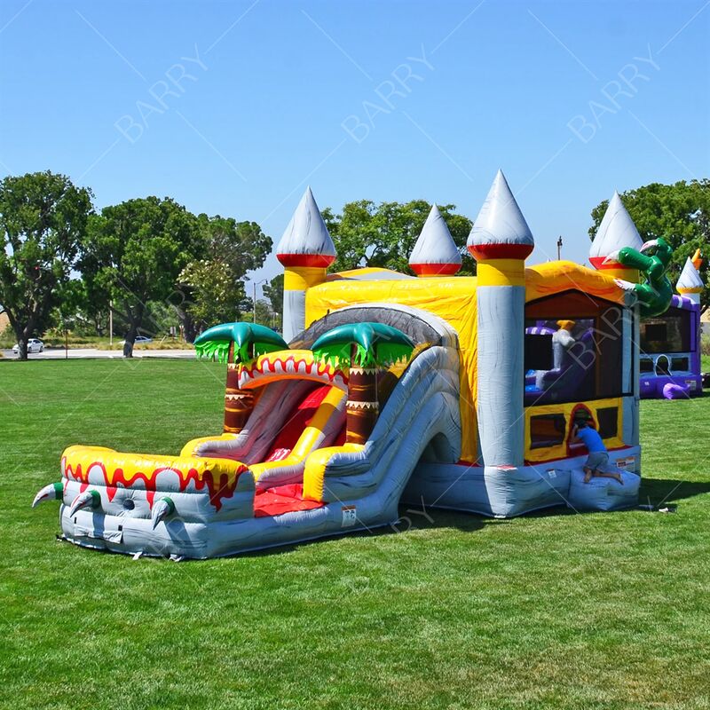 Nhà Bật Khủng Long Bouncer Bounce House Lâu Đài Bơm Hơi Thế Giới Khủng Long Bơm Hơi Với Cầu Trượt Hồ Bơi Nhà Nhảy Khủng Long