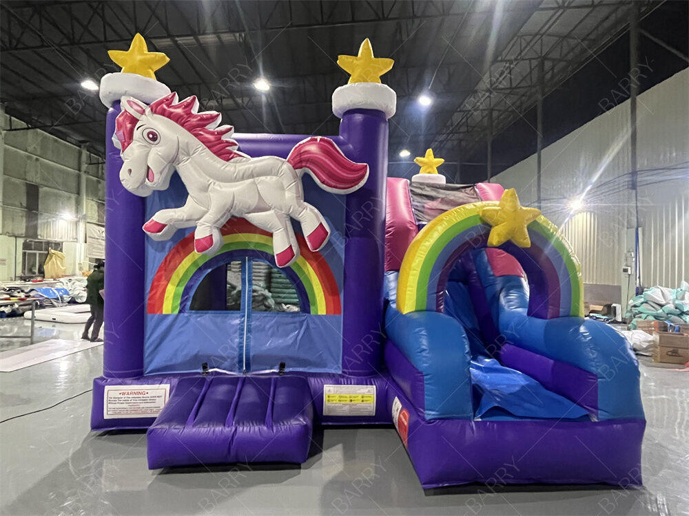 Thị trường thương mại Unicorn Bounce House với slide Rainbow Star Chủ đề Combo bơm cho trẻ em Tiệc tùng & Sự kiện