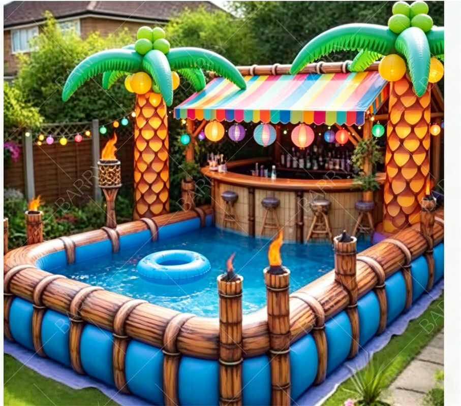Tropical Tiki Floating Pool Bar