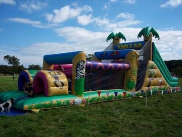 Trẻ em Inflatable Khóa học trở ngại Chạy EN14960 Lớn Jungle Inflatables