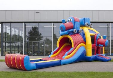 Childrens Train Inflatable Combo Bouncers, bền PVC Meteria
