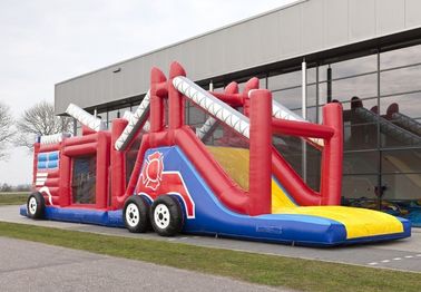 Funny Fire Truck Bounce House trở ngại khóa học với leo tường