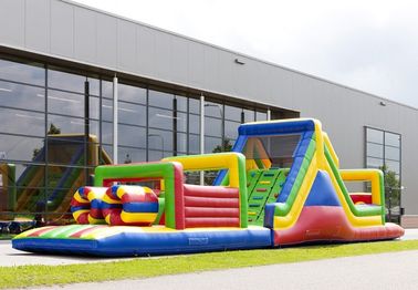 17.5m trẻ em đa màu trở ngại tất nhiên lâu đài bouncy chạy cho vui