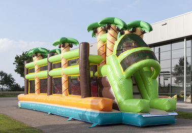 Comercial Jungle Theme Mega Bouncy Blow Up Khóa học trở ngại Quả bóng màu đỏ
