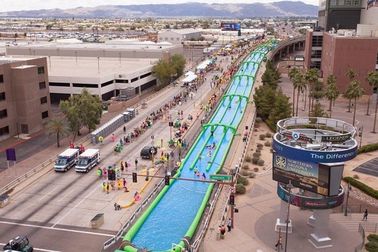 Trượt nước khổng lồ màu xanh lá cây, Crazy Fun 1000 Ft bơm hơi khổng lồ
