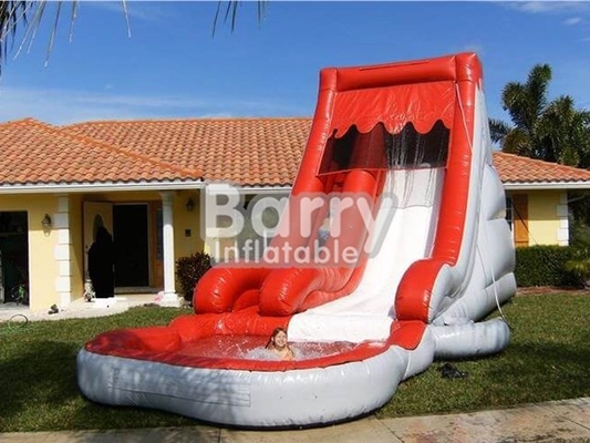 Red And White Big Kid Blow Up Bơm hơi Trượt nước Chống cháy