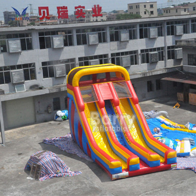 0,55mm PVC Double Lane Blow Up Slide Đồ chơi cầu trượt trẻ em bơm hơi cho sân chơi