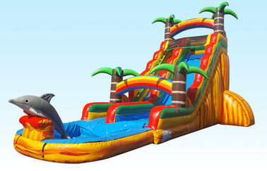 Barry PVC Vật liệu Inflatable nước Slides 22FT Thiên đường nhiệt đới Với In lụa