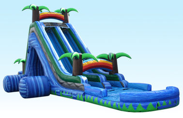 24Ft hoang dã Splash Slide, Blue Cliff Jungle Inflatable đôi Lane trượt