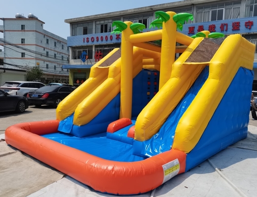 Thương mại Cầu trượt nước bơm hơi PVC có hồ bơi EN14960 Dễ dàng thiết lập