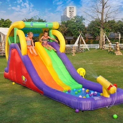 Phim hoạt hình Đường trượt nước bơm hơi 0,55mm PVC 16 Ft có làn đường kép dành cho trẻ em