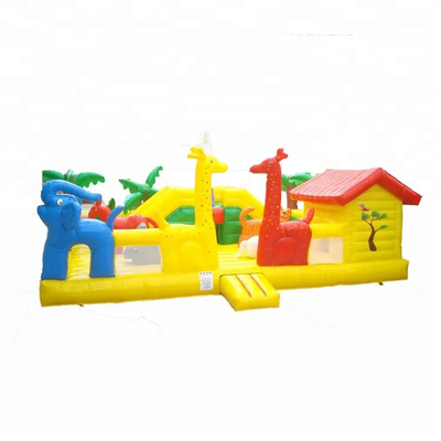 Bạt công viên giải trí bơm hơi dành cho trẻ em Lâu đài Bouncy với chủ đề động vật voi trượt