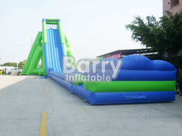 Màu xanh lá cây và màu xanh khổng lồ Inflatable trượt vật liệu PVC lớn Inflatable Slides cho Lawn