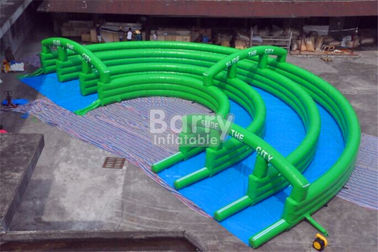 Điên vui vẻ màu xanh lá cây thành phố inflatable trượt Big Inflatable Slides cho đường phố / đường