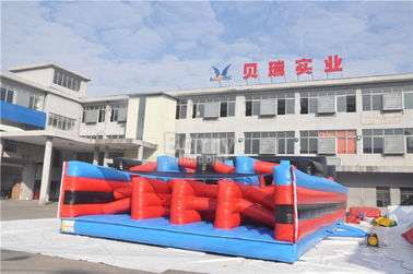 Khóa học vượt chướng ngại vật bơm hơi điên cuồng 5K màu đỏ nóng bỏng cho cuộc đua đang chạy, Chướng ngại vật bơm hơi 5K bắn súng