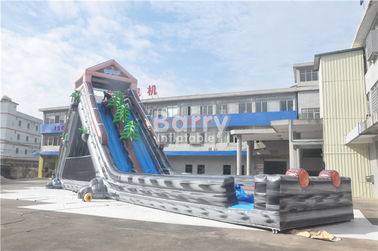 Màu xám mùa hè thương mại giật gân khổng lồ inflatable trượt nước 25x4.3x9.5m