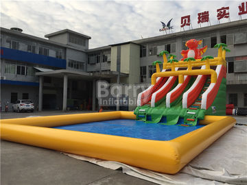 Tuỳ chỉnh Dinosaur Trượt Inflatable Công viên nước Với hồ bơi cho mùa hè