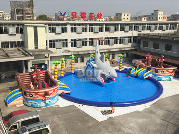 Giant Pirate Ship Theme Công viên nước Inflatable trên đất 36,5x20x8,5mH