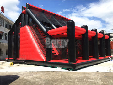 Hấp dẫn Rides Jump Kids Red Drop Tower Inflatable Trò chơi tương tác / Funny Drop Tower