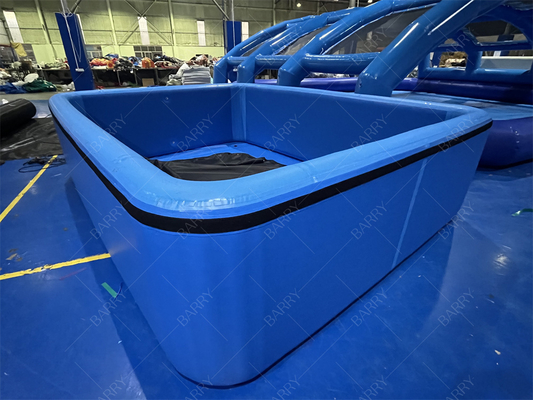 Bồn tắm nước đá màu xanh đậm Tùy chỉnh PVC Drop Stitch Bể bơi bơm hơi có nắp đậy cho trẻ em