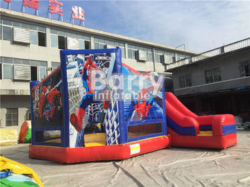 Kích thước tùy chỉnh Người nhện kết hợp bơm hơi Lâu đài nhảy với cầu trượt cho vườn thú