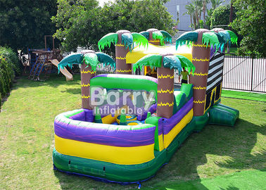 30 FT Palm Beach Vượt chướng ngại vật, Lâu đài Bouncy bơm hơi với cầu trượt nước