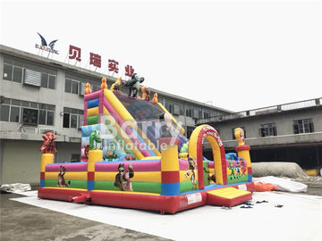 Cartoon Bounce House và Slide Combo với máy thổi cho trường học và nhà trẻ