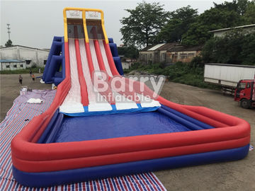 Trượt nước khổng lồ Four Lanes / Trượt nước PVC với hồ bơi lớn cho người lớn