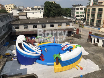 Công viên nước bơm hơi PVC Aquapark tùy chỉnh với hồ bơi và cầu trượt cho trẻ em