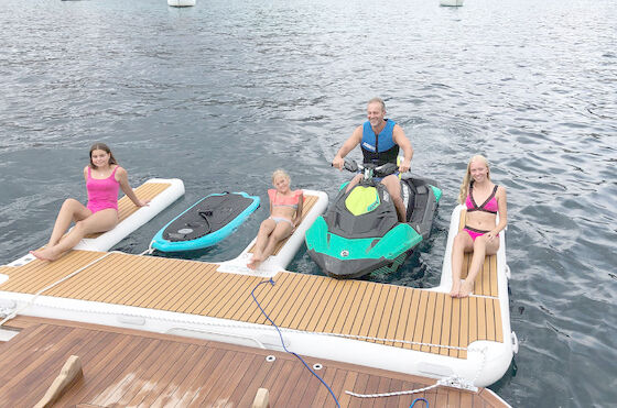 E Shape Drop Stitch Wood Grain Flo Floating Platform