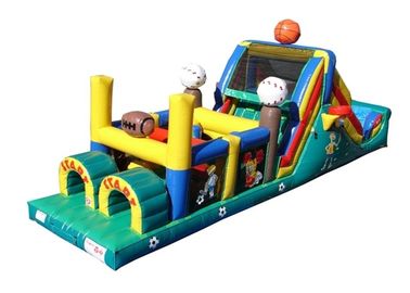 Funny Basketball Inflatable Obstacle Khóa học cho thuê, Moon Bounce Khóa học trở ngại