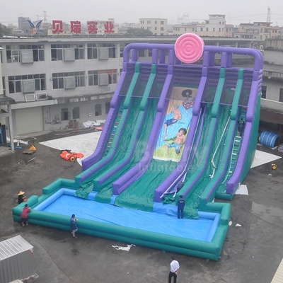 Tùy chỉnh 4 làn Đường trượt nước bơm hơi với khả năng thổi liên tục trong hồ bơi