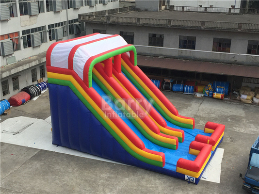 PVC Tarpaulin Cầu vồng đôi làn đường trượt nước cho sân chơi trẻ em